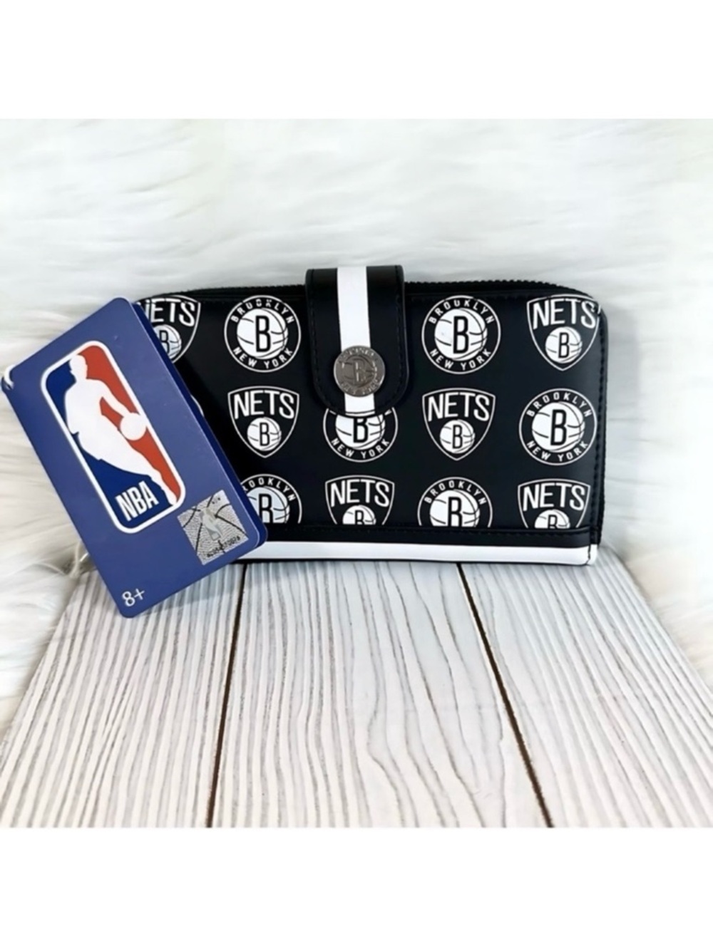 Loungefly NBA Brooklyn Nets Logo Zip Around Wallet NWTS